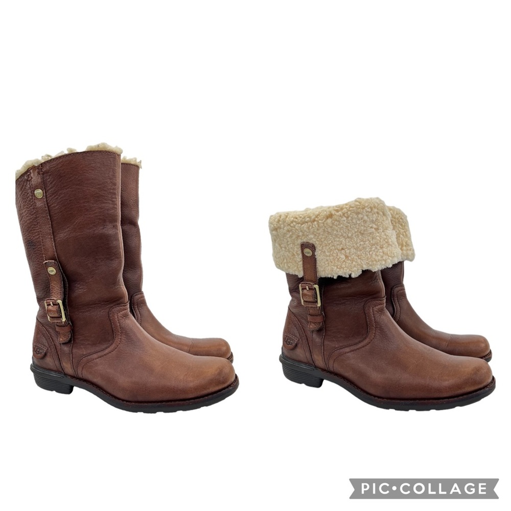UGG Australia Bellvue Leather Sheepskin Shearling Lined Boots